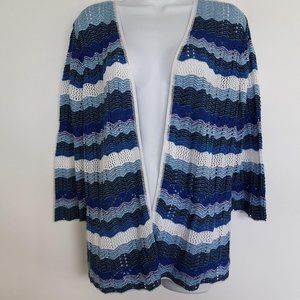 Christopher & Banks Blue Striped Knit Card…